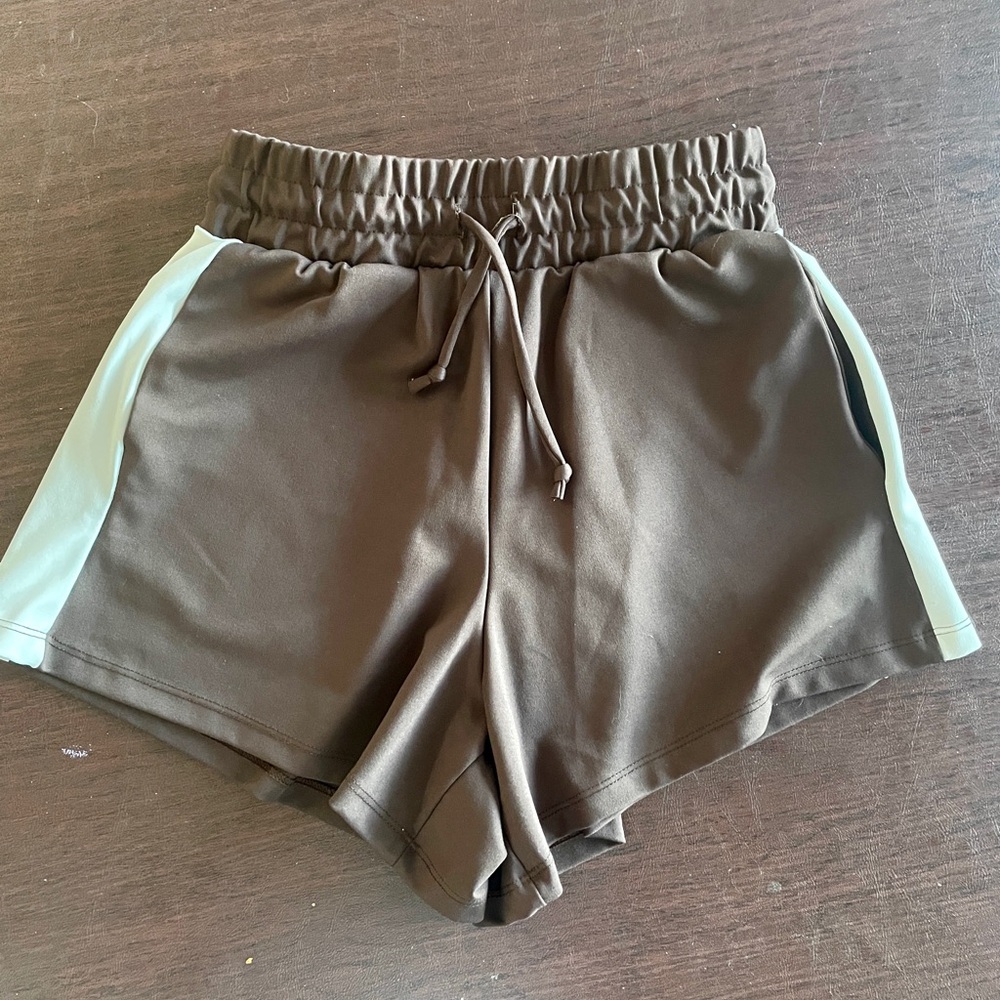 Stylish Brown and Cream Women's Athletic Shorts